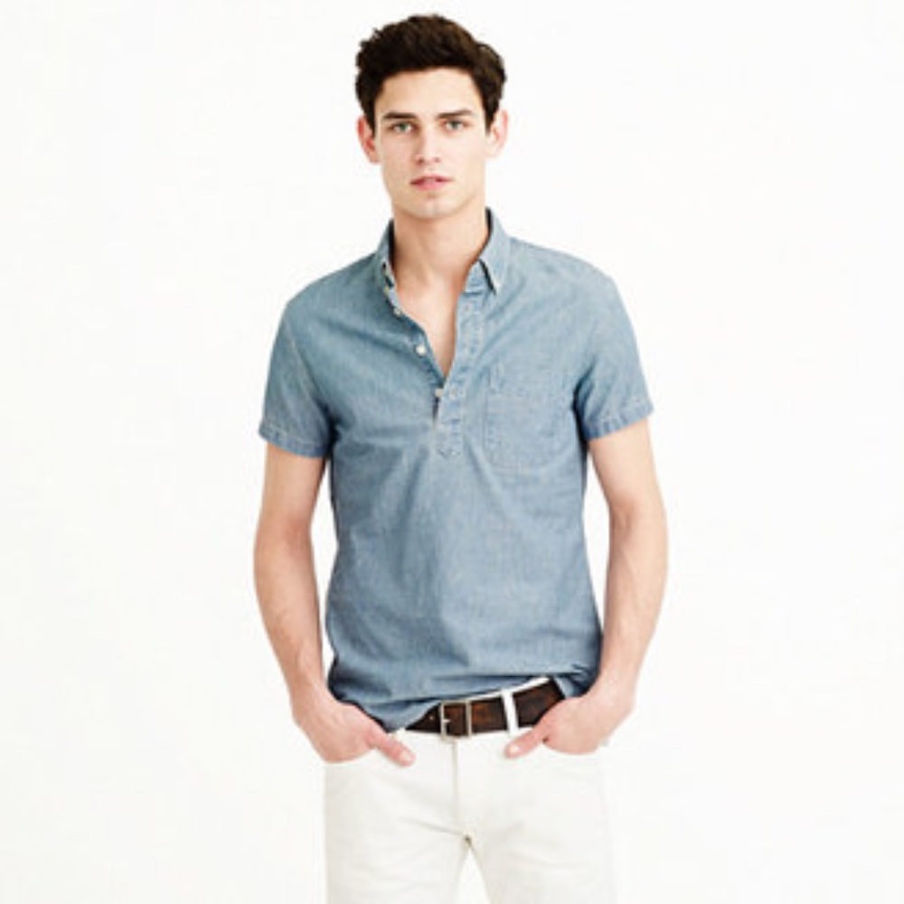 J.Crew chambray short-sleeve button-up popover shirt